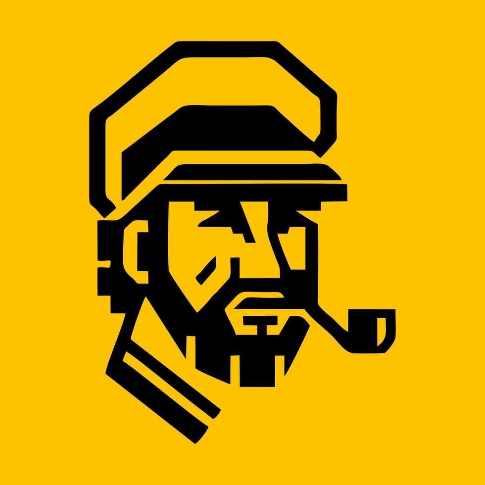 Captain Logo Icon with Editable Yellow Background vector