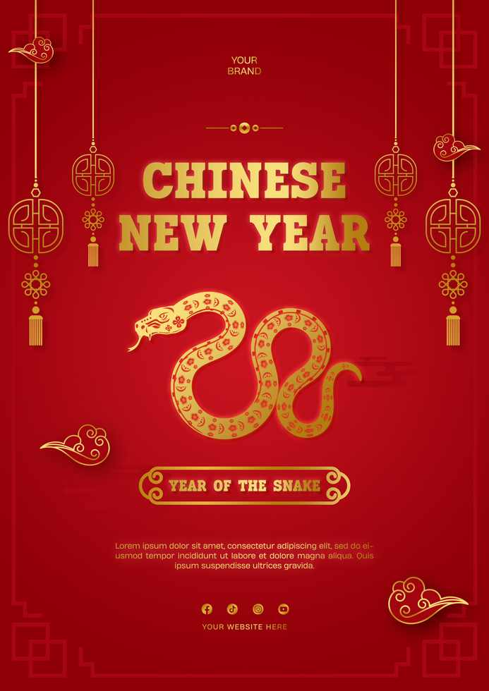 Gradient Chinese new year background flyer poster template design psd