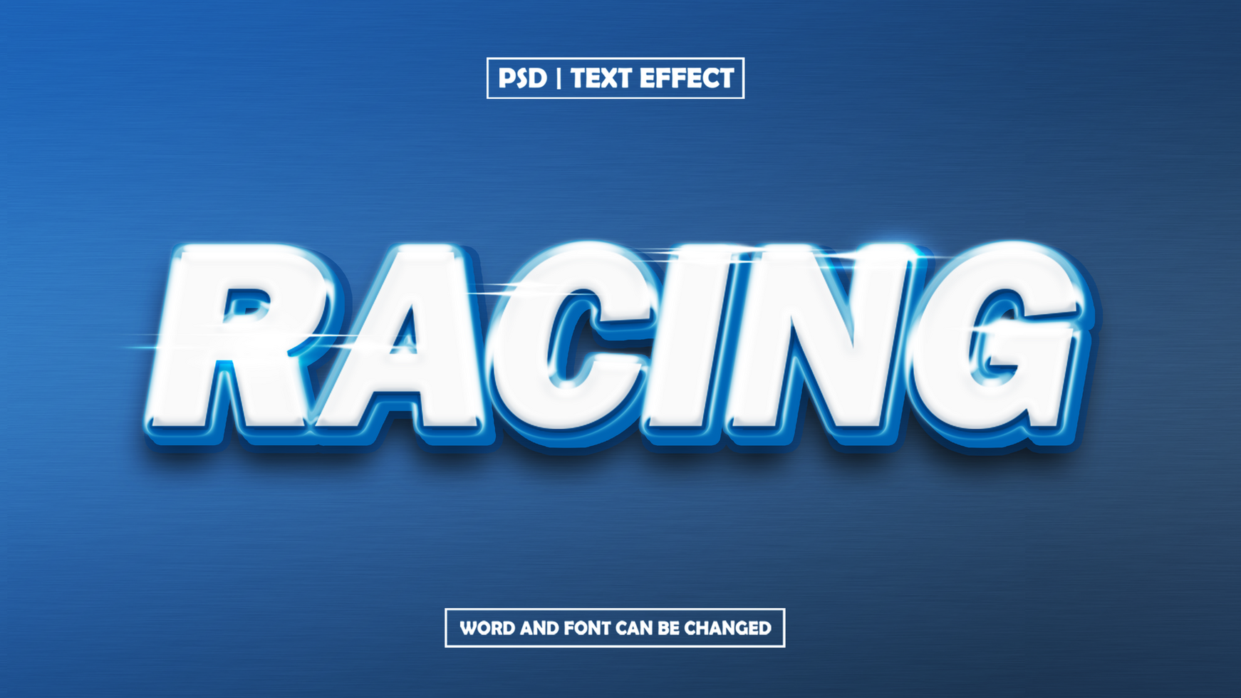 Racing Text Effect On Blue Background psd