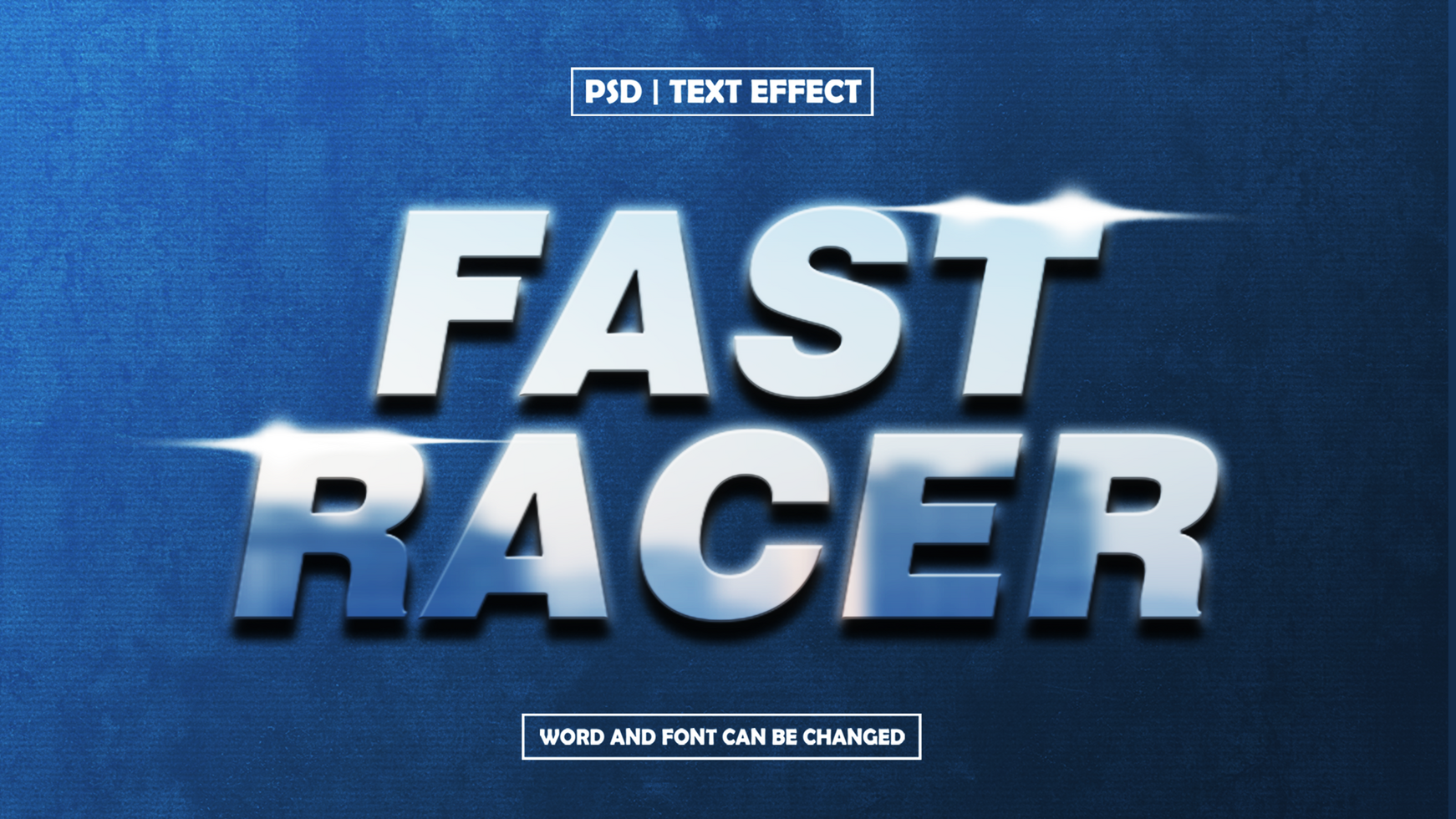 Fast Racer Text Effect on Blue Background psd