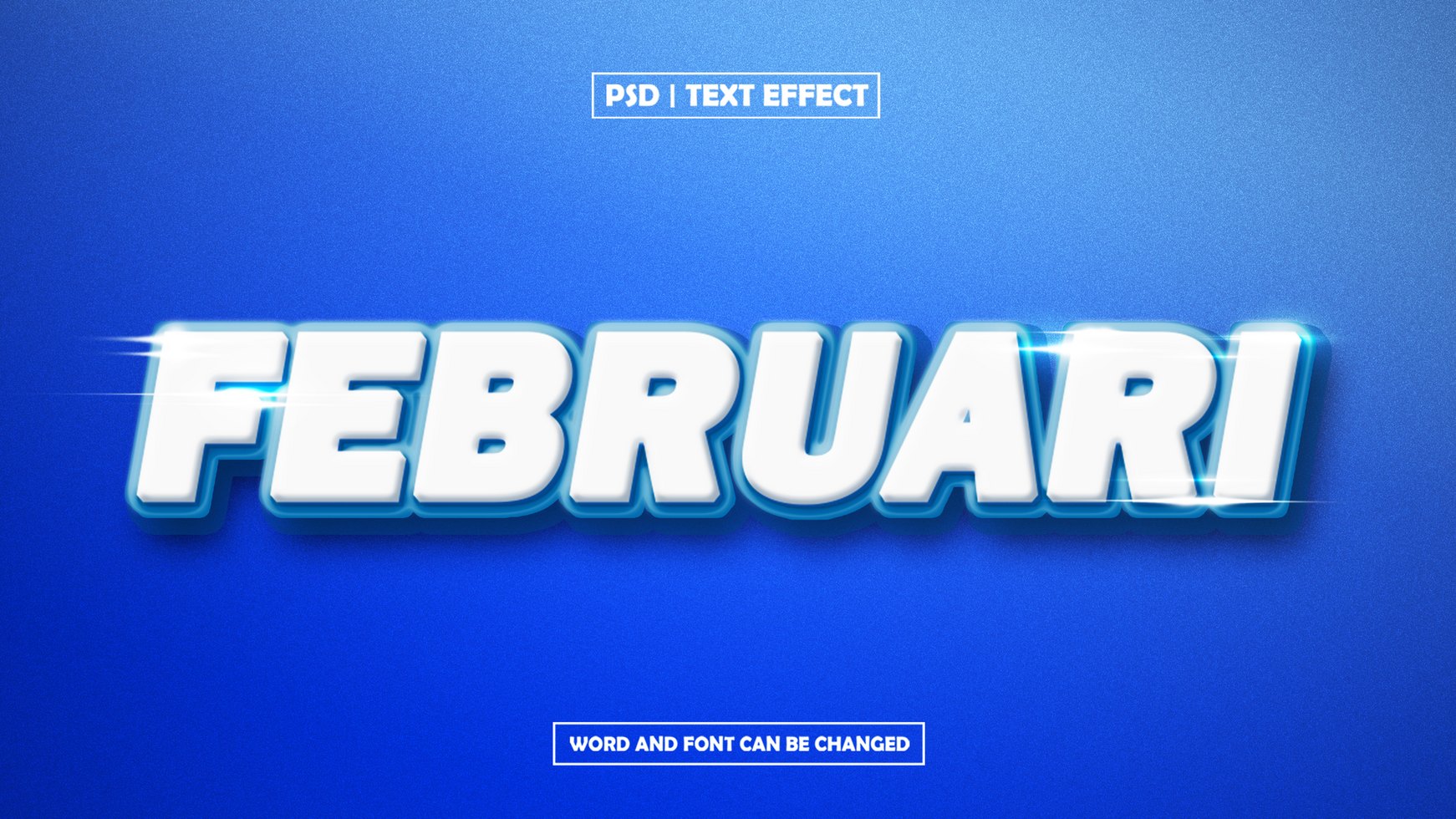 Februari Text Effect On Blue Background psd