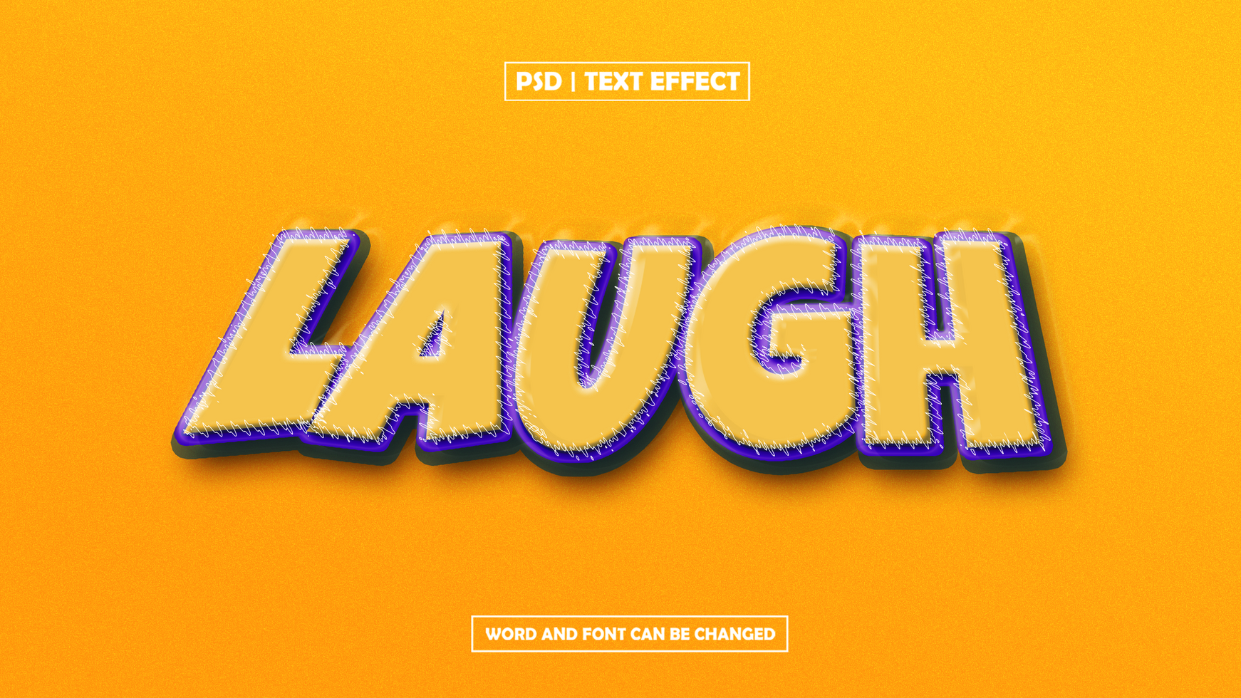Laught Text Effect on Orange Background psd