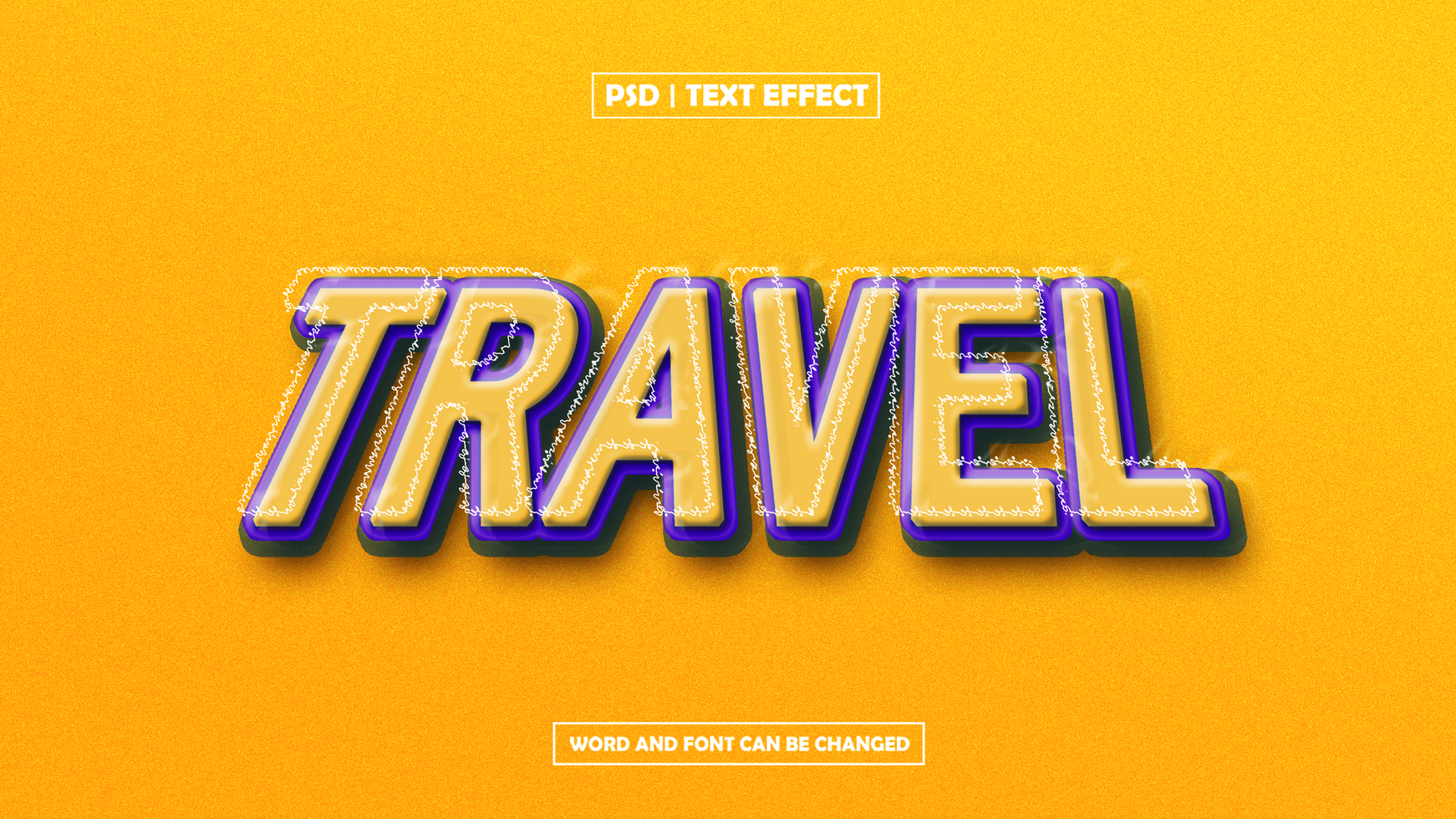 Travel Text Effect on Orange Background psd
