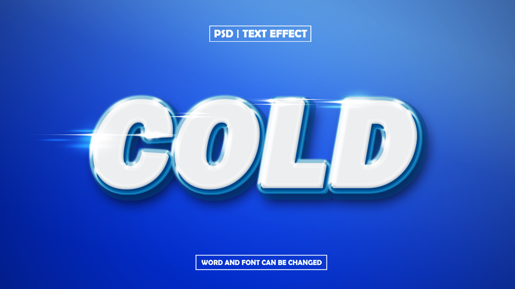 Blues Cold Text Effect 3D Style psd