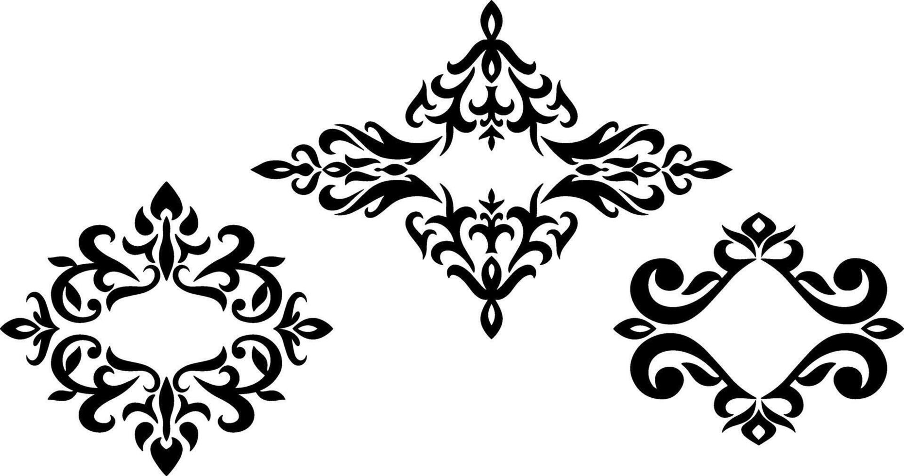 Vintage elements Damask frame border pattern Stencil collection vector