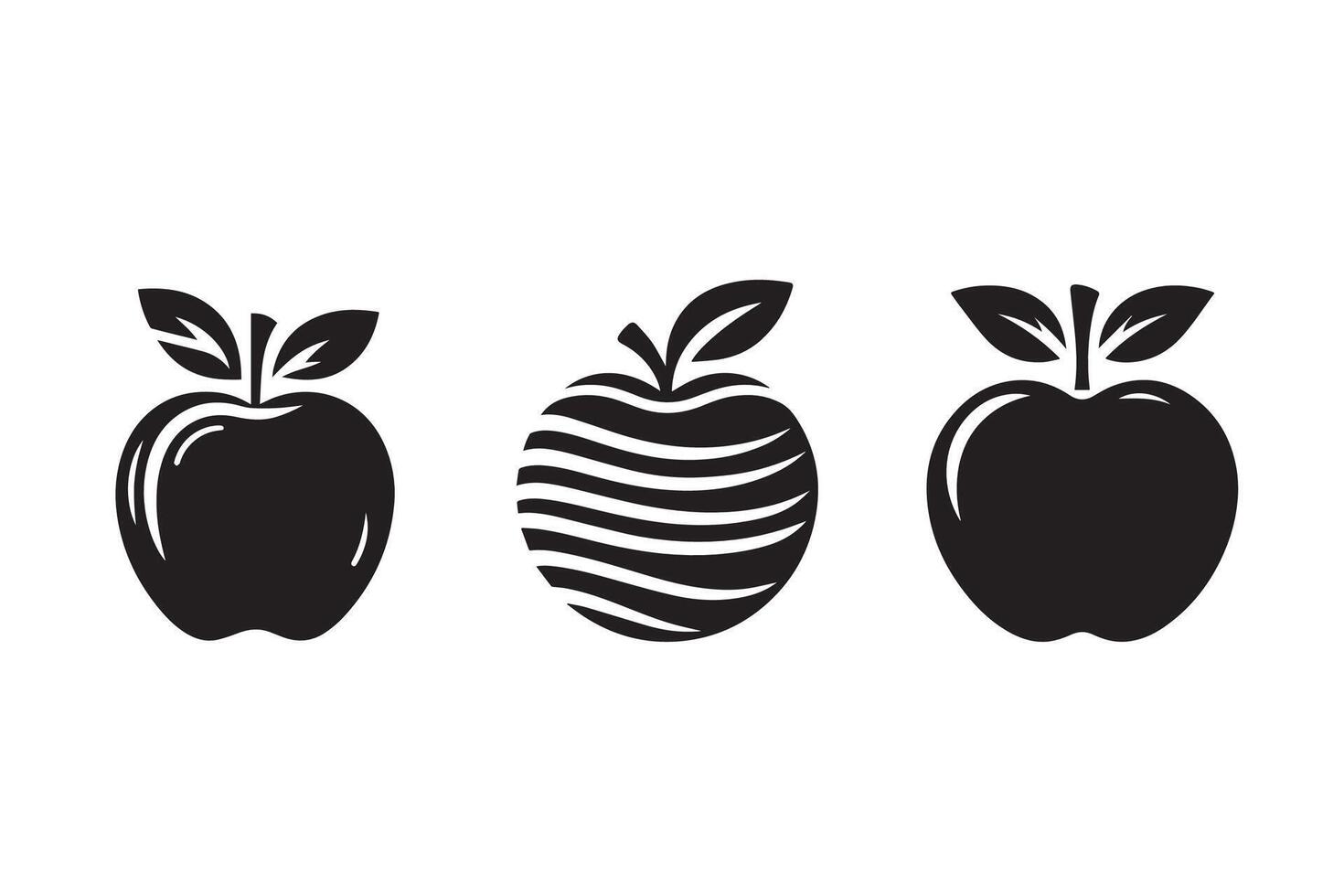 Apple with a leaf Silhouette Illustration icon vector