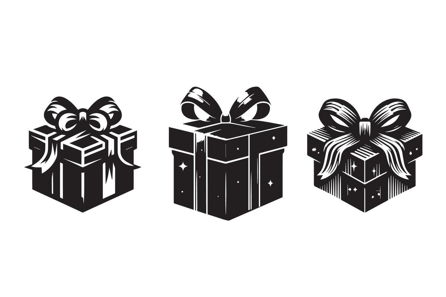 Gift Box with Ribbon Silhouette Illustration artwork vector
