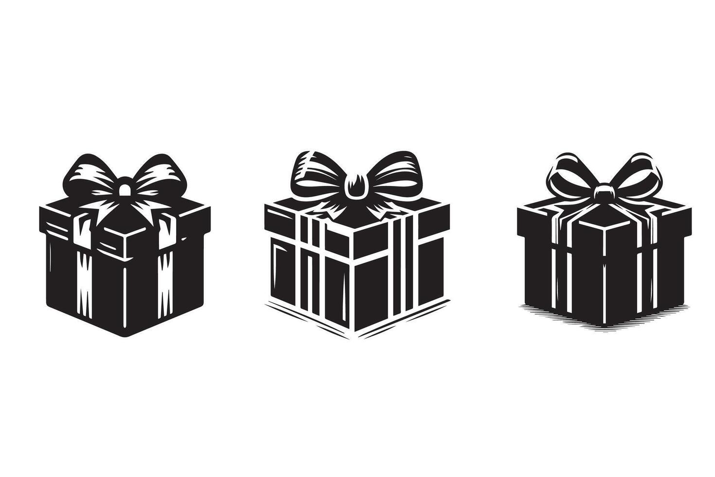 Gift Box with Ribbon Silhouette Illustration vector