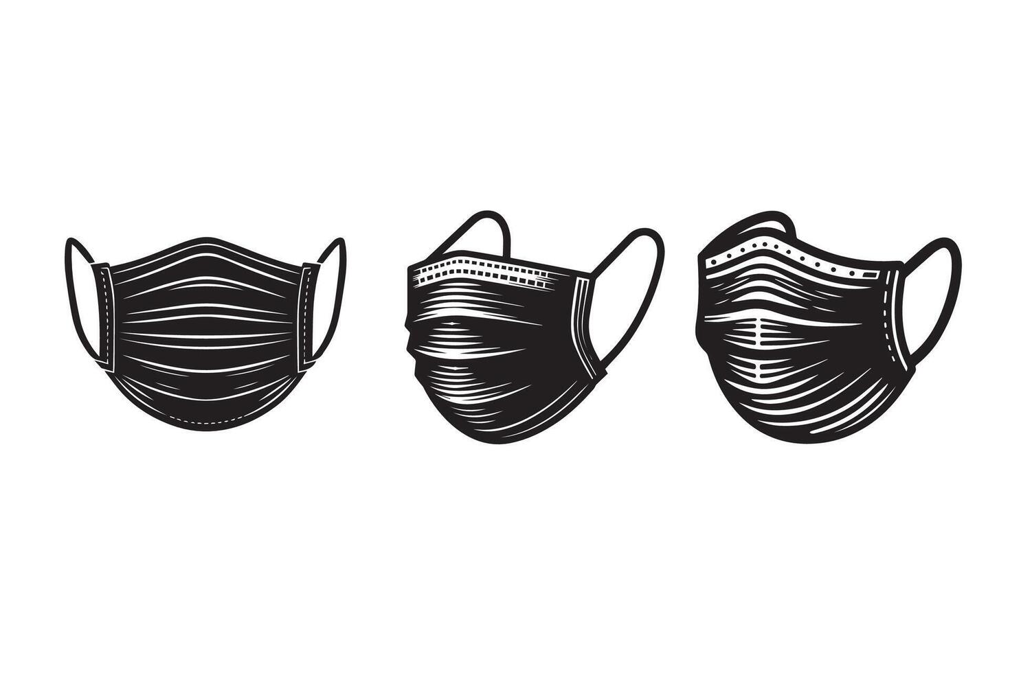 Medical Face Mask Silhouette Illustration vector
