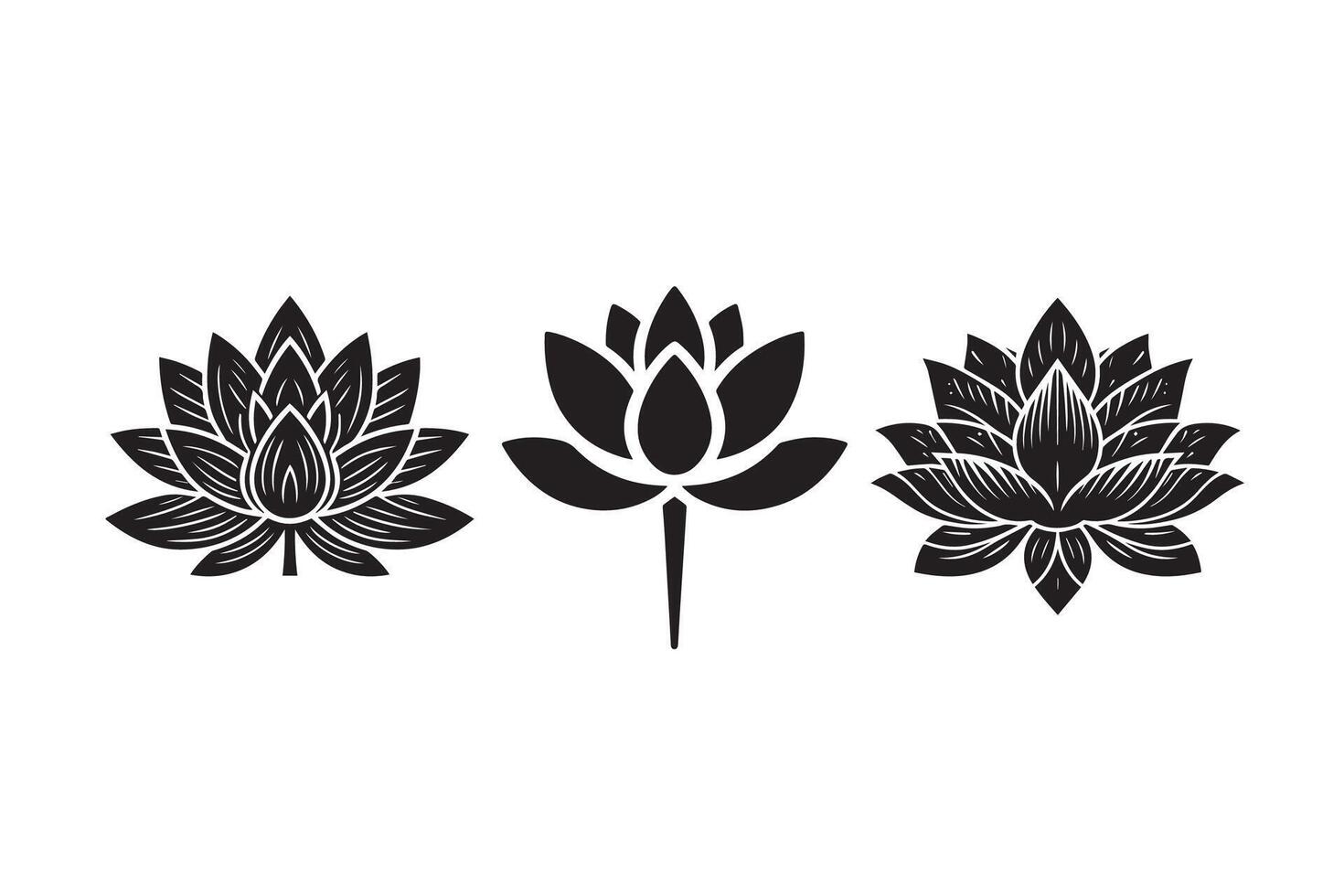 Lotus Flower Silhouette Illustration icon design vector