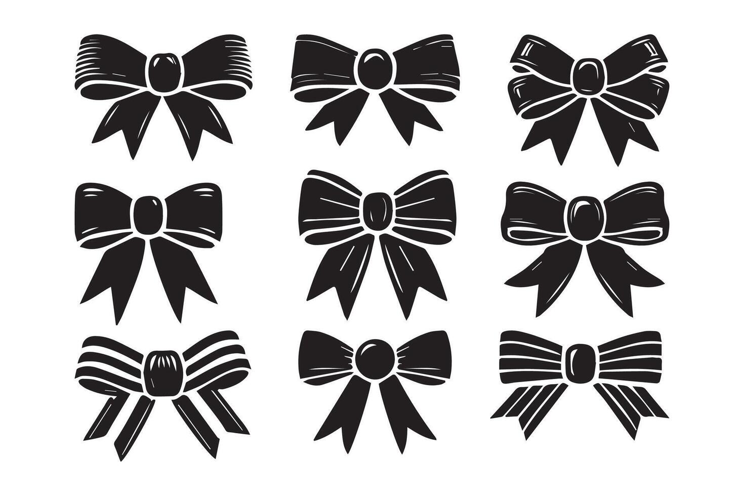 Bows knot and Ribbon silhouette Illustration art vector
