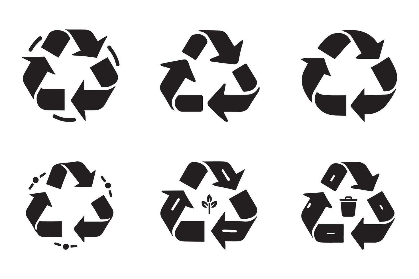 Recycling logo set silhouette illustration icon vector