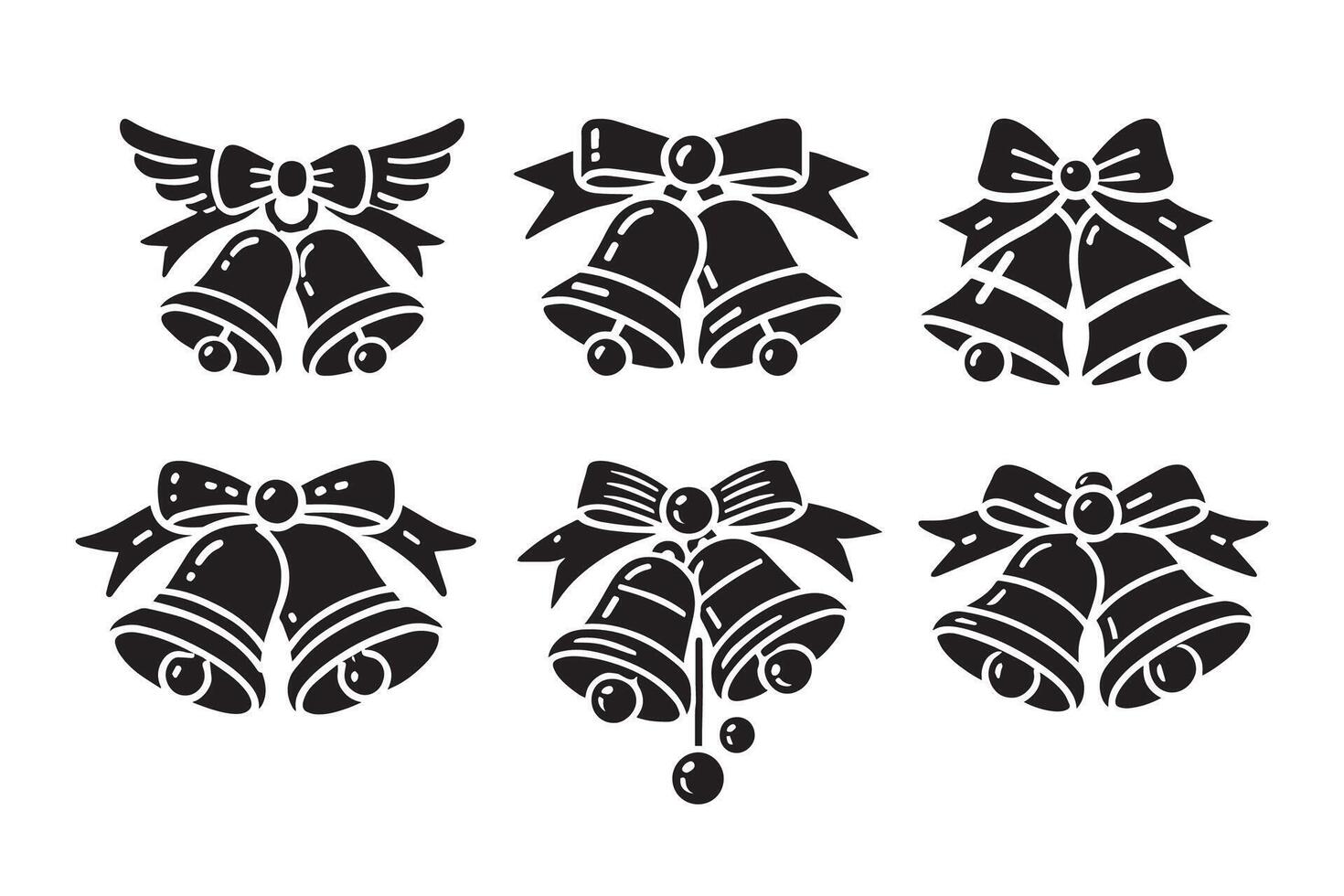 Bells with Ribbon silhouette illustration vector
