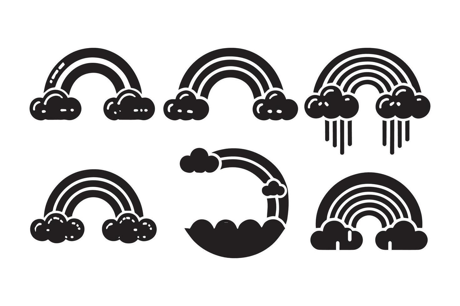 Rainbow with Clouds silhouette illustration vector