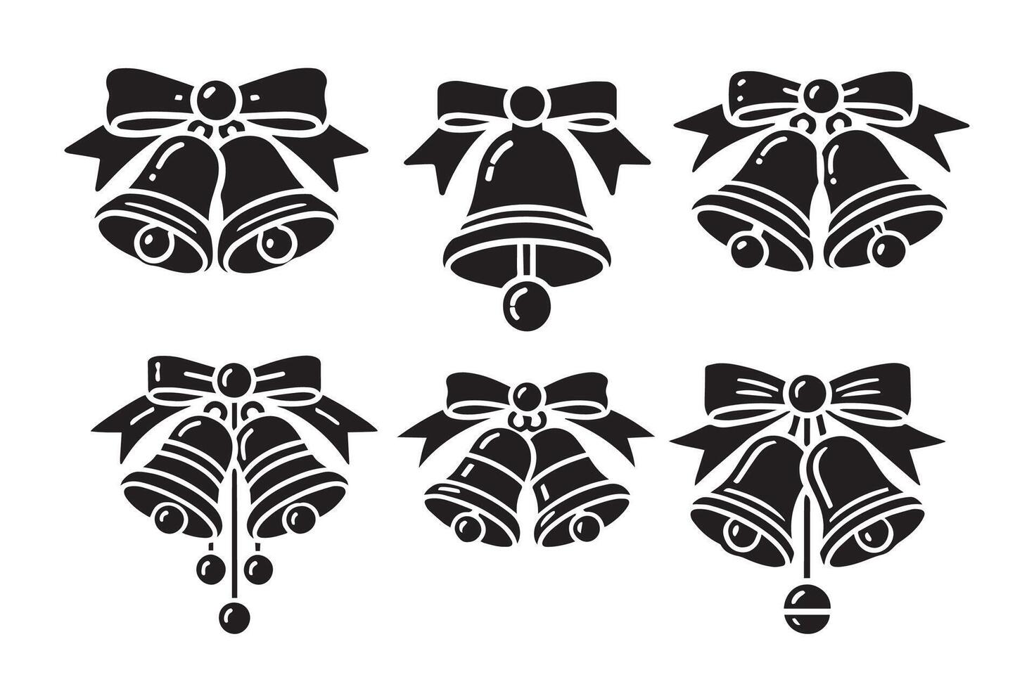 Bells with Ribbon silhouette illustration art vector