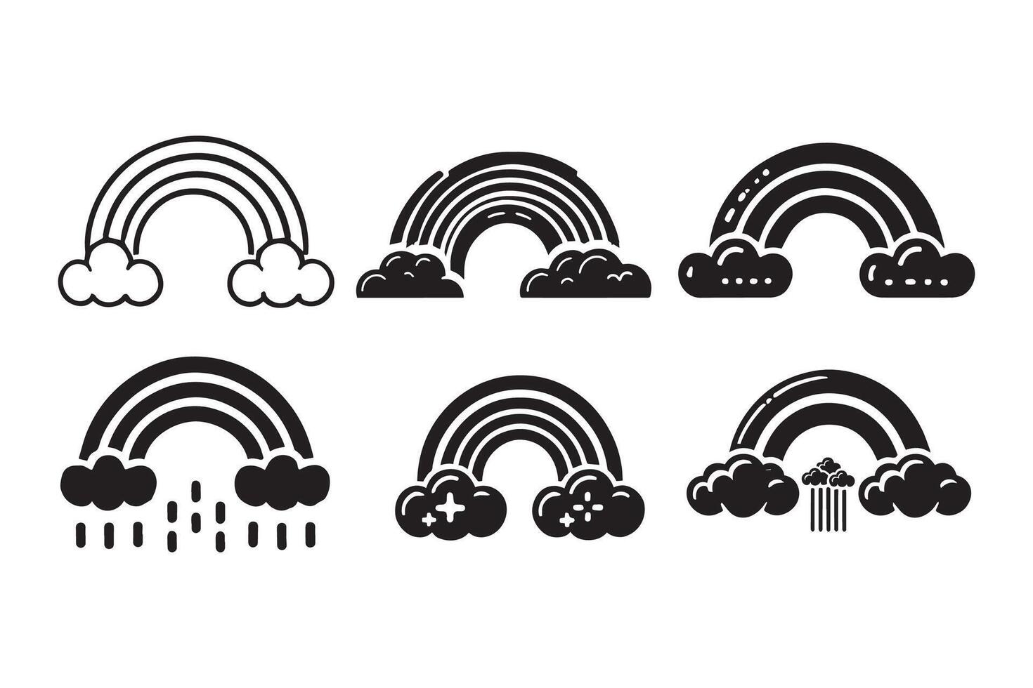 Rainbow with Clouds silhouette illustration artwork Design vector