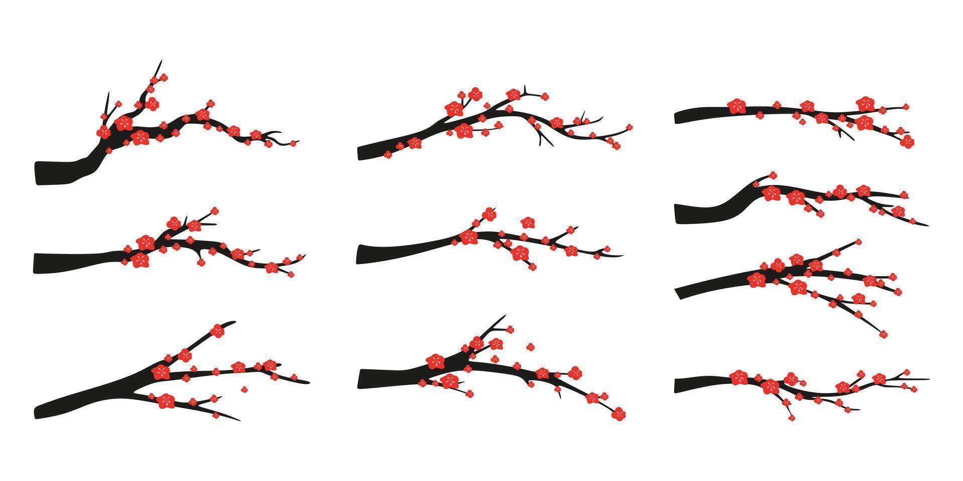 Chinese Branches with Flower Illustration vector
