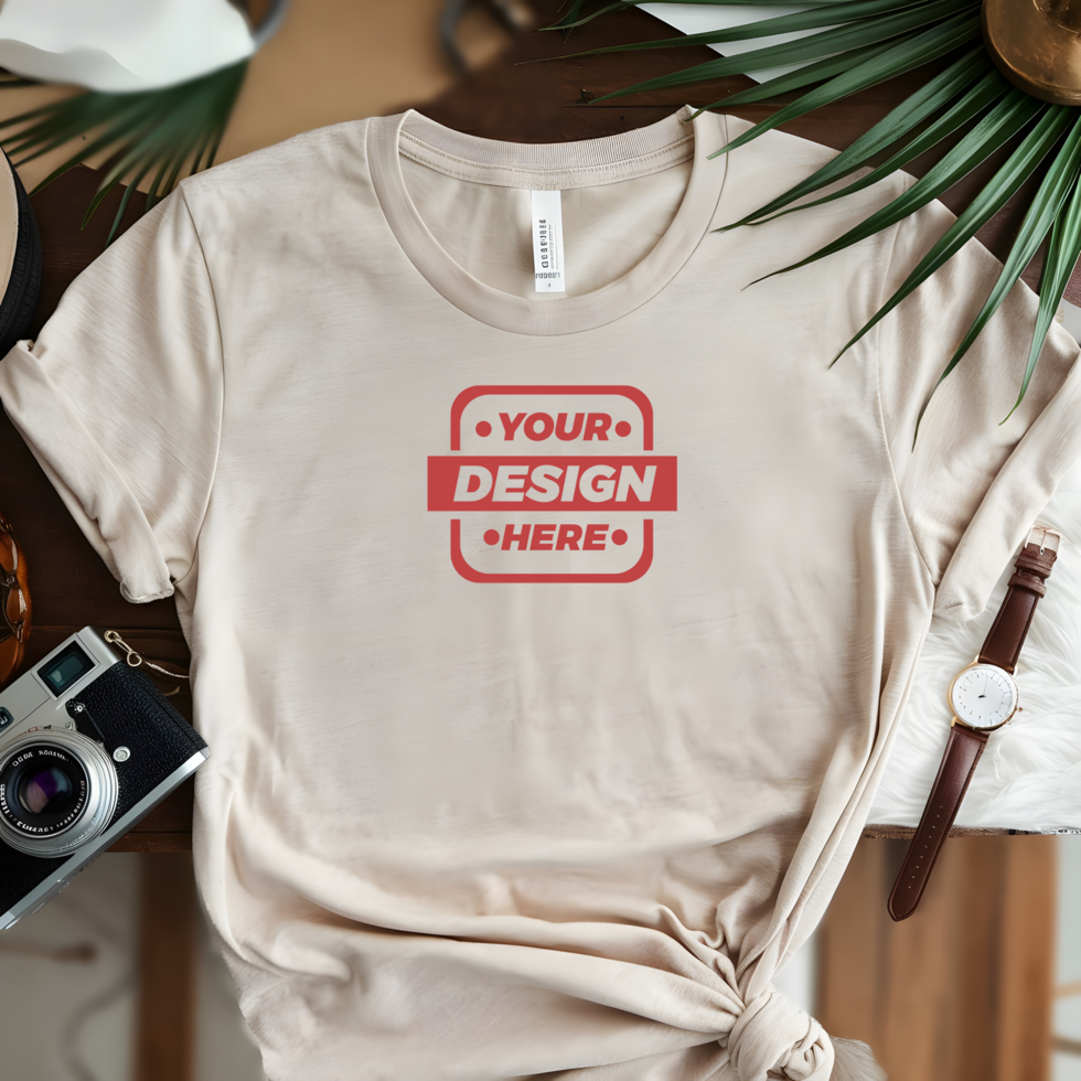 Flat Lay Crop Tee Design psd