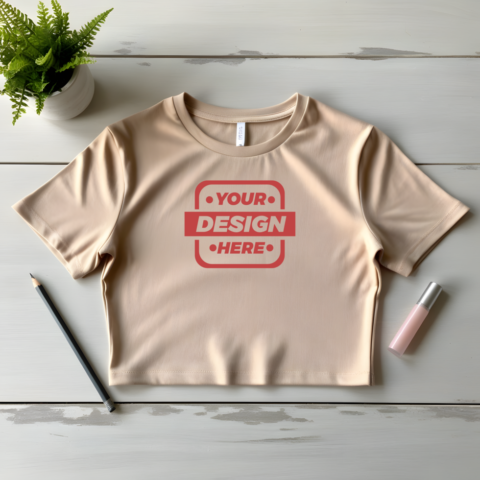High-Resolution Crop Tee Template psd