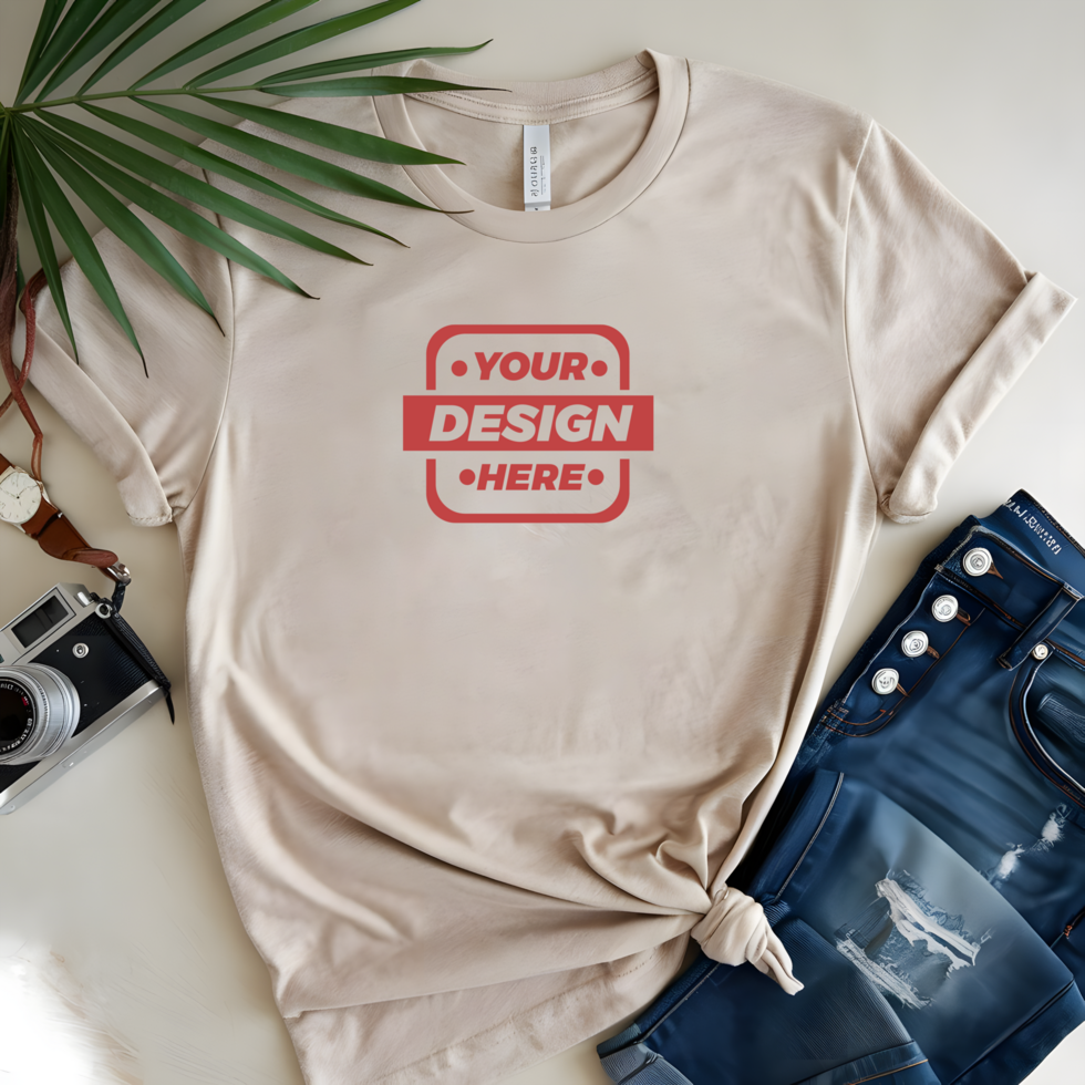 Minimal Flat Lay T-Shirt Mockup Design psd