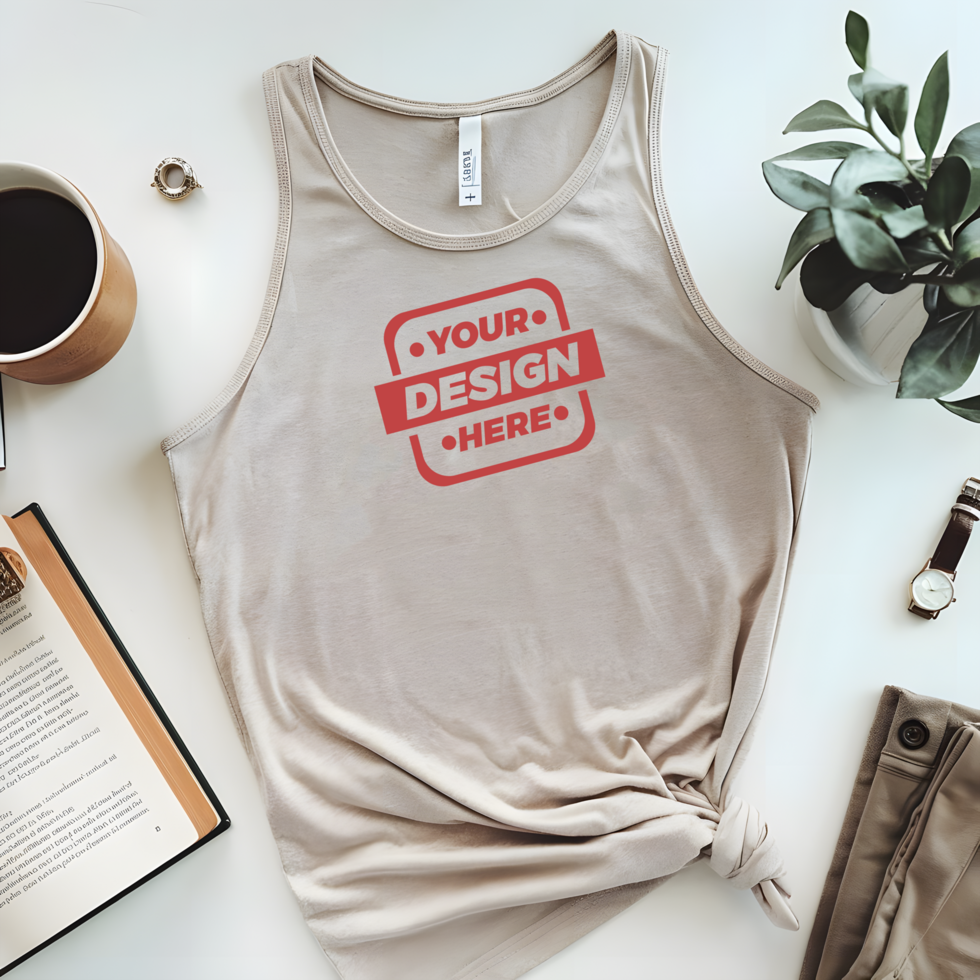 Stylish Tank Top Mockup in Flat Lay psd