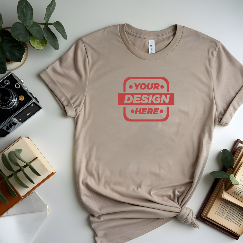 Elegant T-Shirt Design Mockup with Top View psd