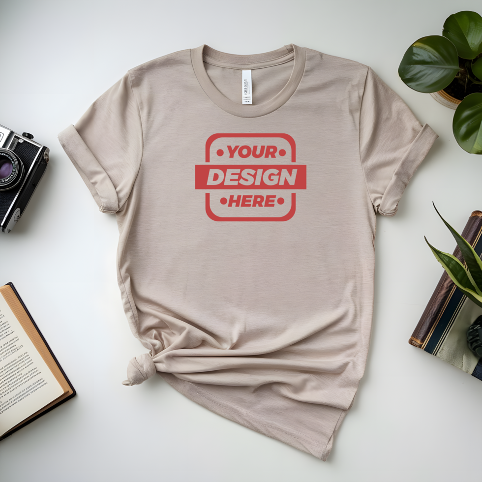 Stylish T-Shirt Mockup with Flat Lay Design psd