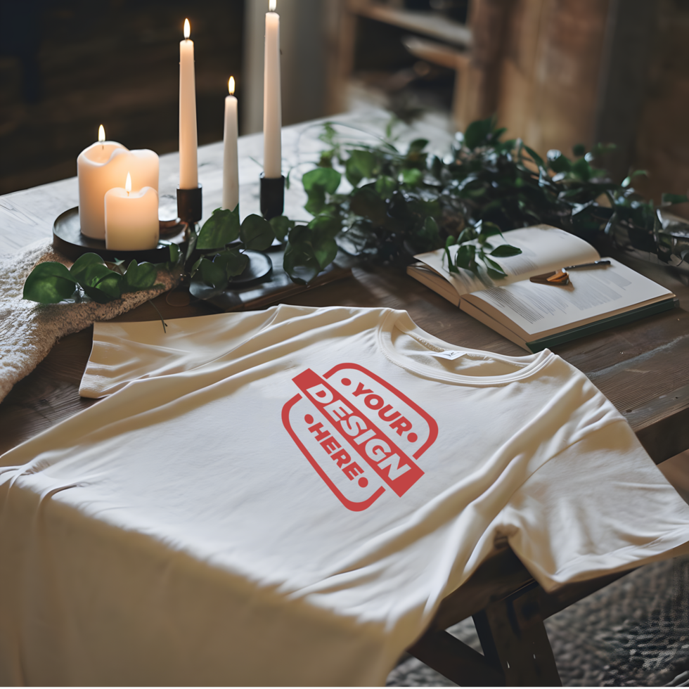 Modern T-Shirt Mockup on a Minimalist Background psd