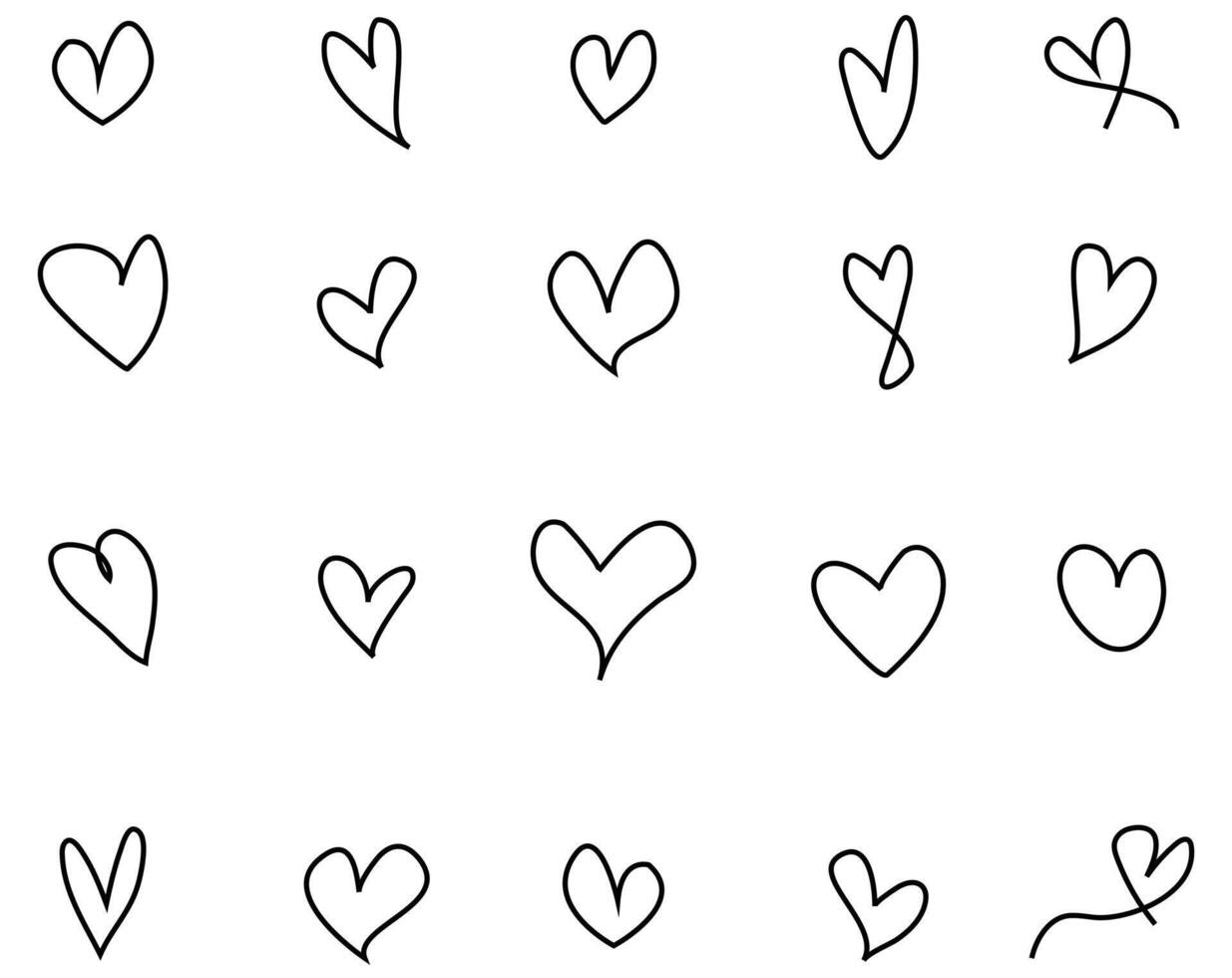 Flat Set of Heart Symbols - Editable Stroke, Heart Pattern, Heart Background vector