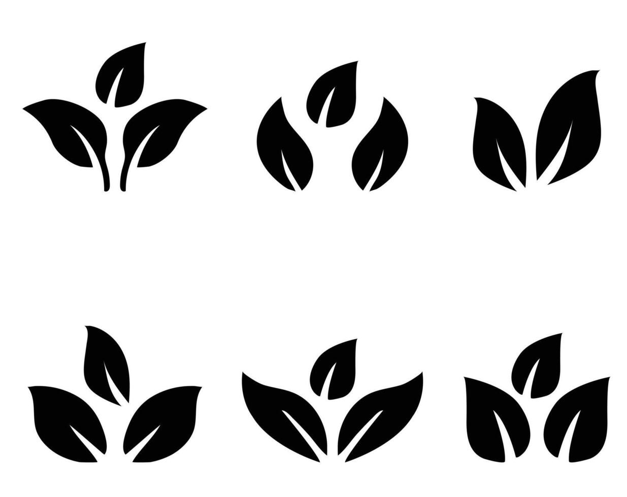 Leaf Icon Set in Black vector