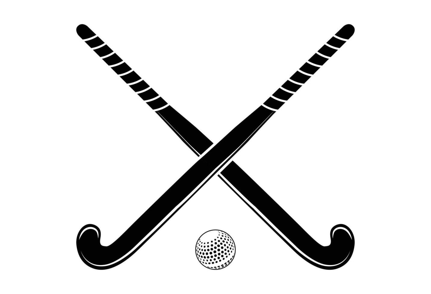 Fields hockey sticks with ball silhouette on white background vector