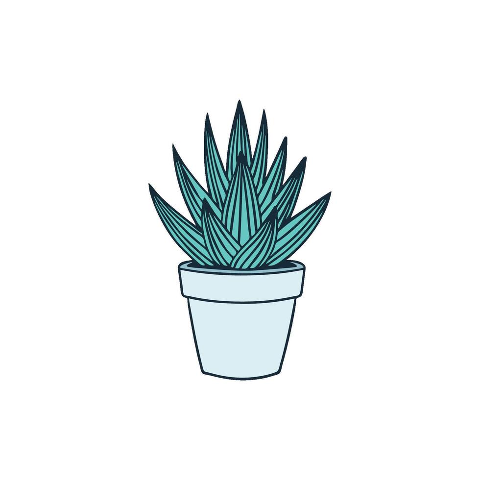 doodle illustration of cactus on the pot vector
