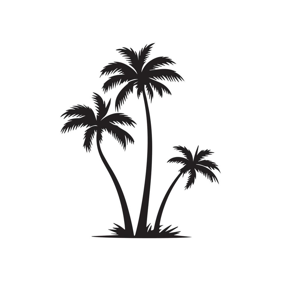 Palm tree silhouette on white background vector
