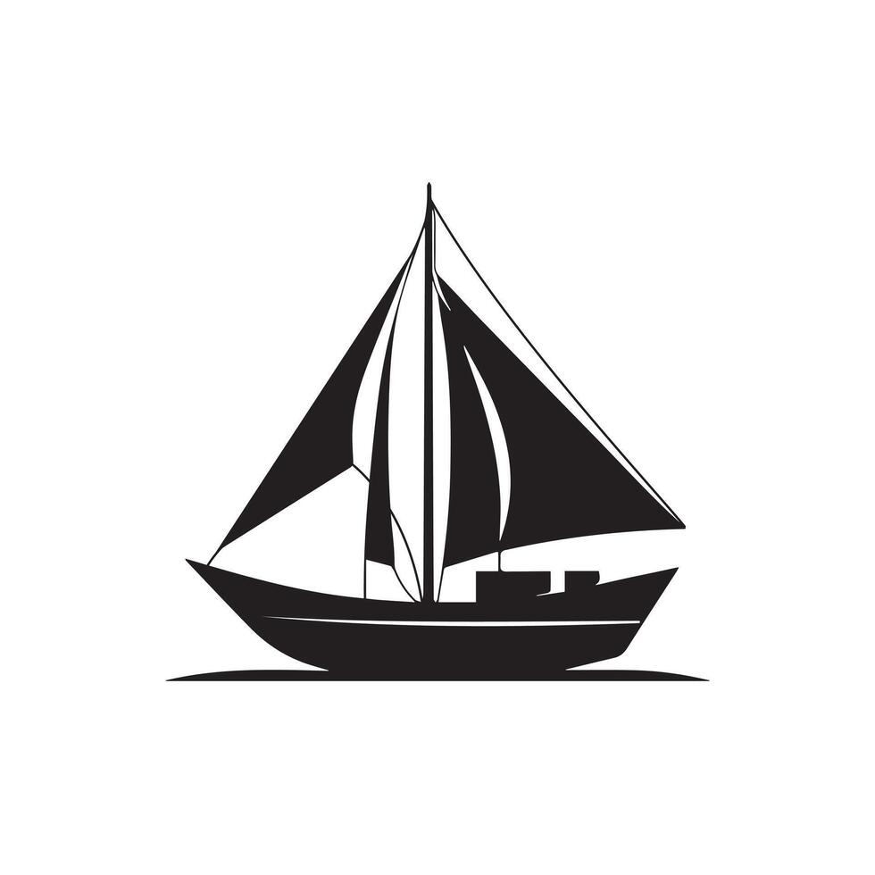 A sail boat for river silhouette on white background vector