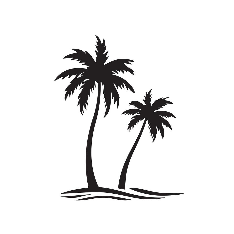 Coconut tree silhouette on white background vector