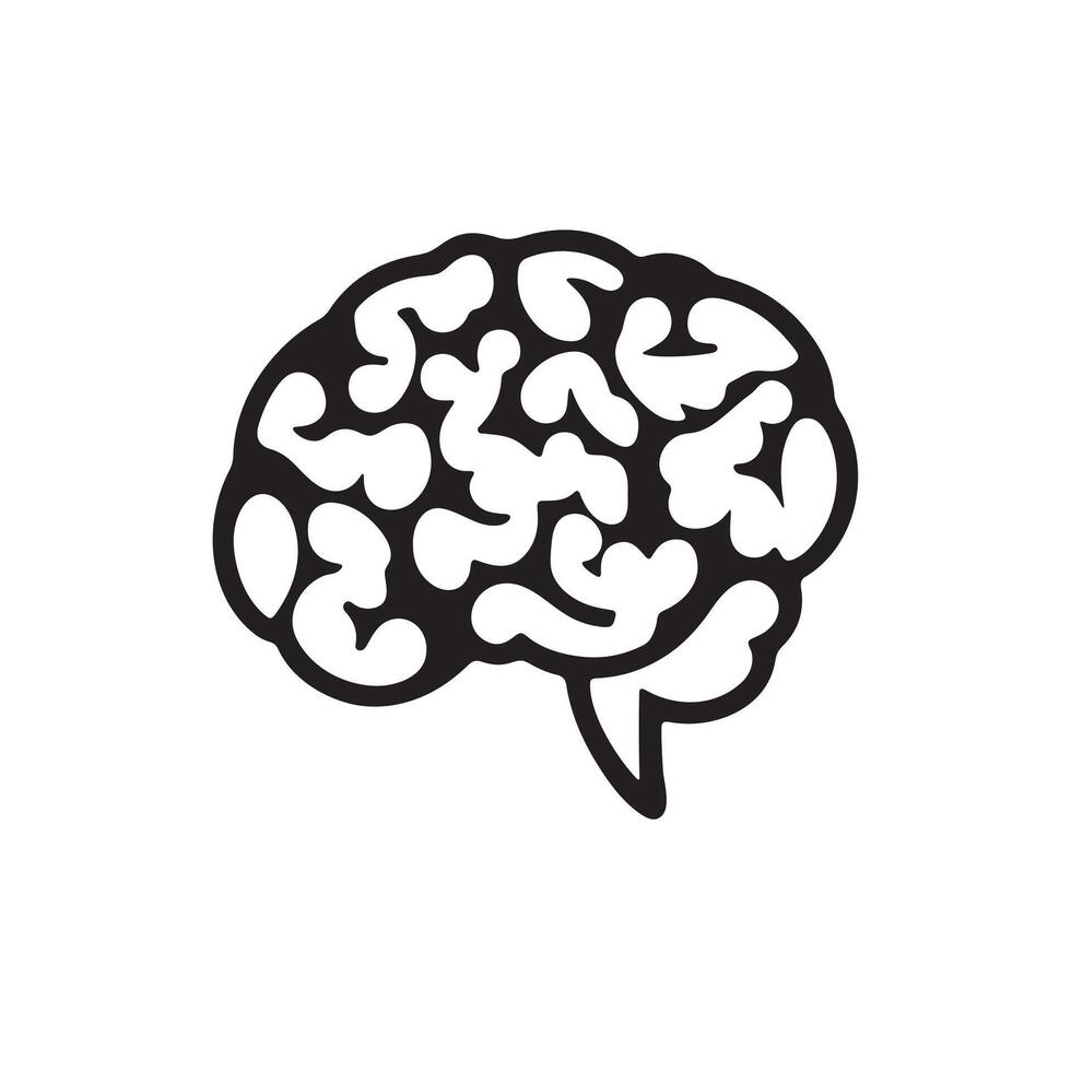 A human brain icon silhouette on white background vector