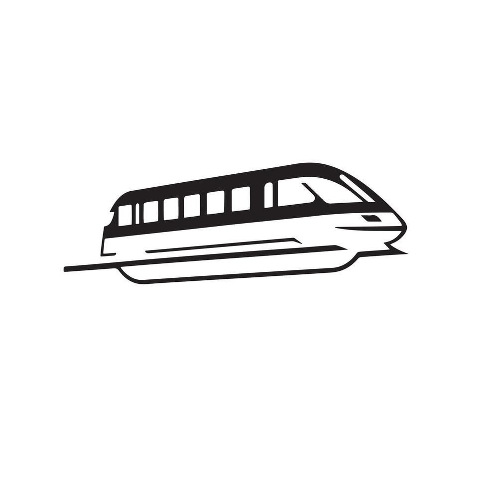 Speedy train silhouette on white background vector