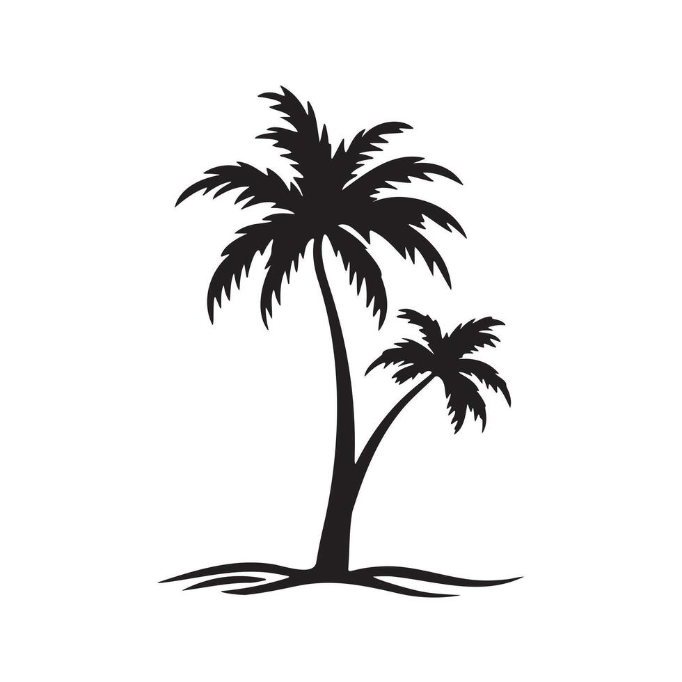 Palm trees silhouette on white background vector