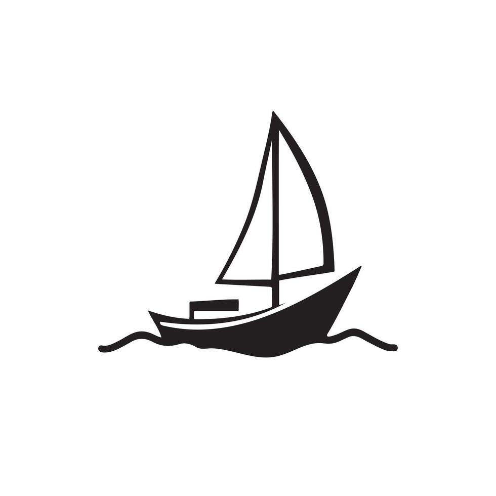 A small sail boat icon silhouette on white background vector