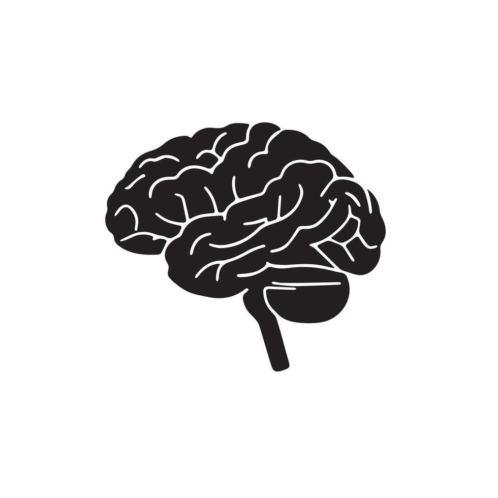 A brain icon silhouette on white background vector