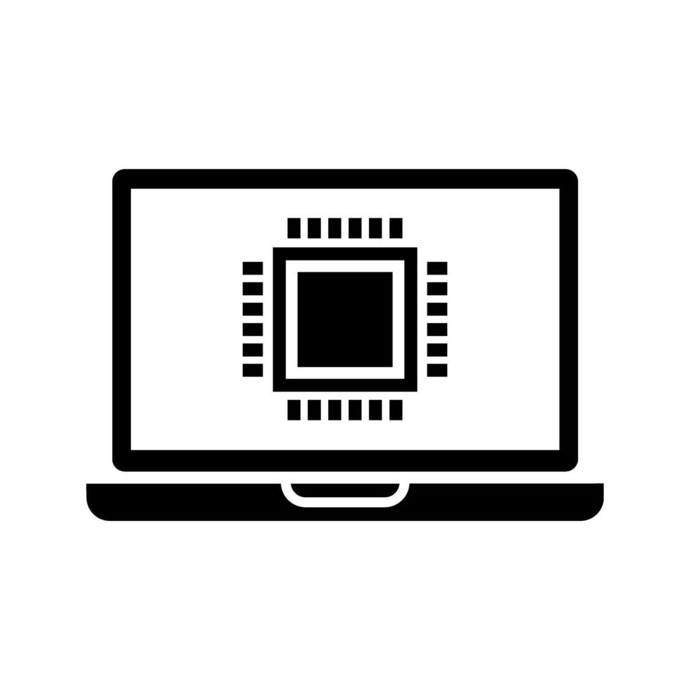 laptop with processor chip icon vector