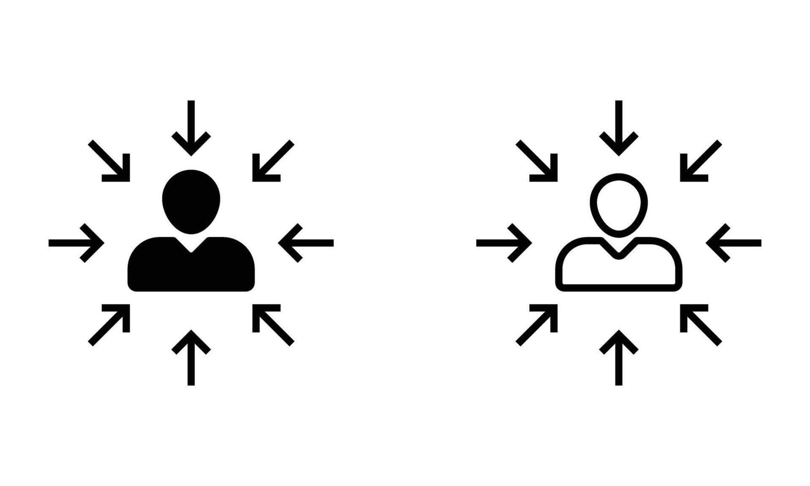 A person with centralized arrow icon vector