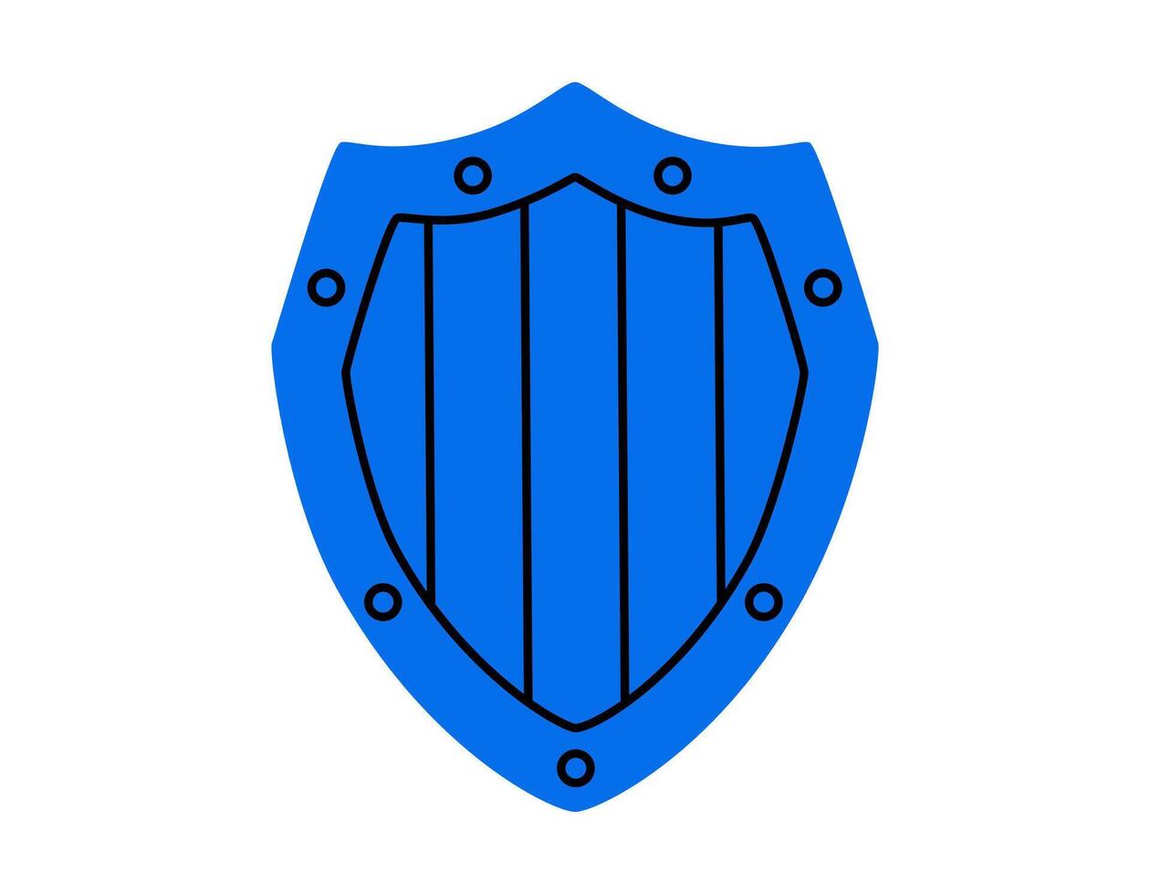 Hand drawn cute cartoon illustration guardian shield. Flat protection tool sticker in doodle. Safety symbol icon. Confidential access. Defense and care in banking. Security system. Isolated. vector