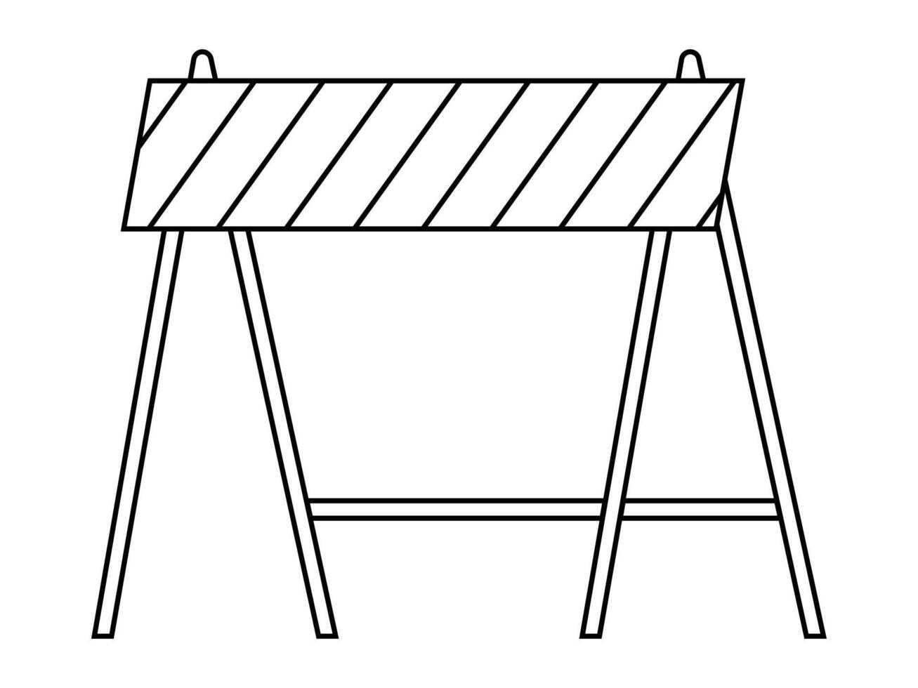 Hand drawn cute outline illustration traffic barrier. Flat road warning or caution sign line art doodle style. Attention striped barricade icon. Stop signal. Settings or fix problem. Isolated. vector