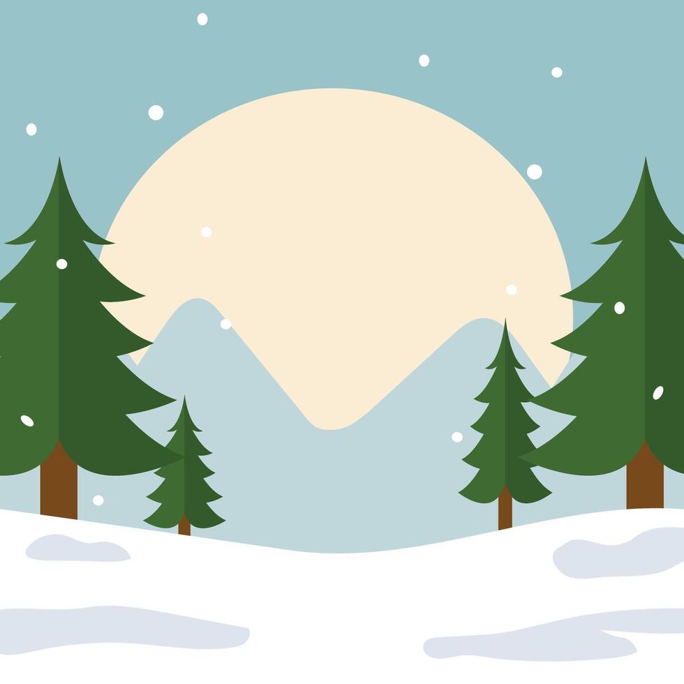 Wonderful Snowfall christmas tree landscape winter background for Merry Christmas and Happy New Year illustration. vector