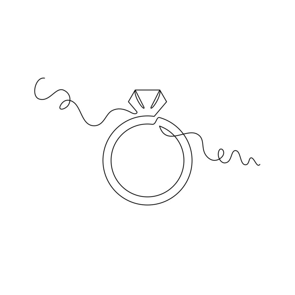 illustration of diamond ring one continuous line art. line, simple, hand drawn and sketch style. for icon, symbol, sign or logo vector