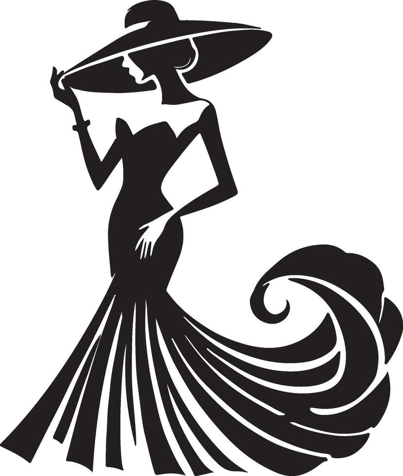 silhouette fashion girls vector