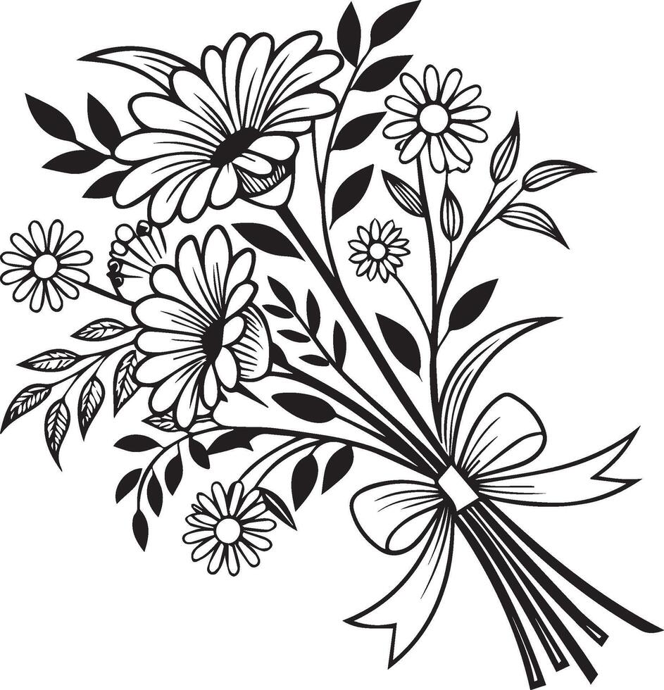 Wild Rose Ink Drawing. EPS10 Illustration vector