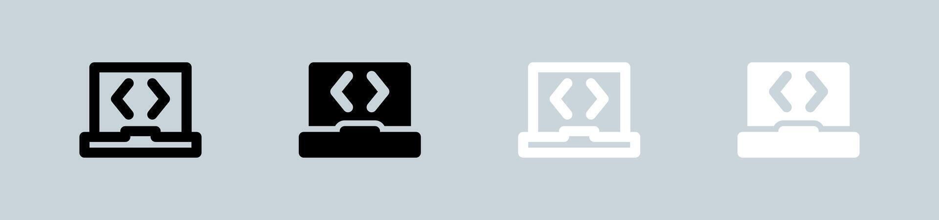 Software icon set in black and white. Application signs illustration. vector