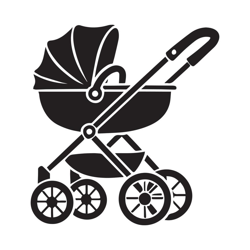 baby carriage icon in black and white on a white background vector
